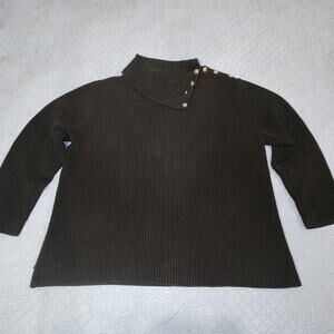Vintage Lauren Ralph Lauren 100% Cotton Knit Sweater Mock Neck Button XL